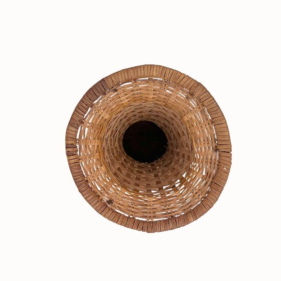 VINTAGE MCM WOVEN WICKER RATTAN BASKET VASE 60'S/70'S - Picture 4 of 5